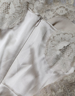 Dolce & Gabbana Gold Floral Lace A-line Sheath Mini Dress