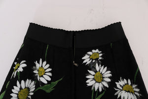 Dolce & Gabbana Black Embellished Daisy Brocade Skirt
