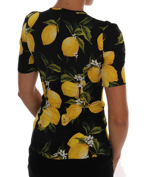 Dolce & Gabbana Multicolor Lemon Silk Stretch T-Shirt