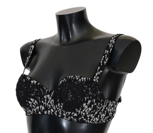 Dolce & Gabbana Black Silk White Lace Stretch Underwear Bra