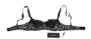 Dolce & Gabbana Black Silk White Lace Stretch Underwear Bra