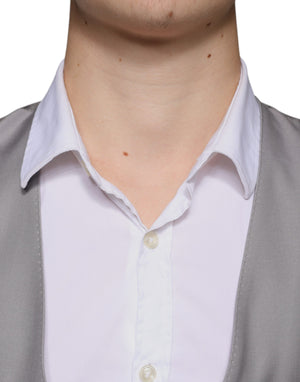 Dolce & Gabbana Light Gray Wool Formal Dress Waistcoat Vest