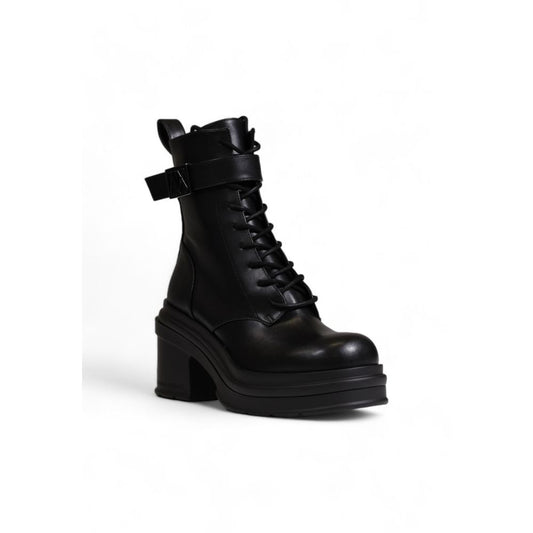 Armani Exchange Black Polyester Lace-Up Boots