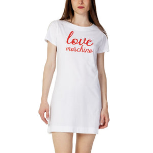 Love Moschino White Cotton Short Dress