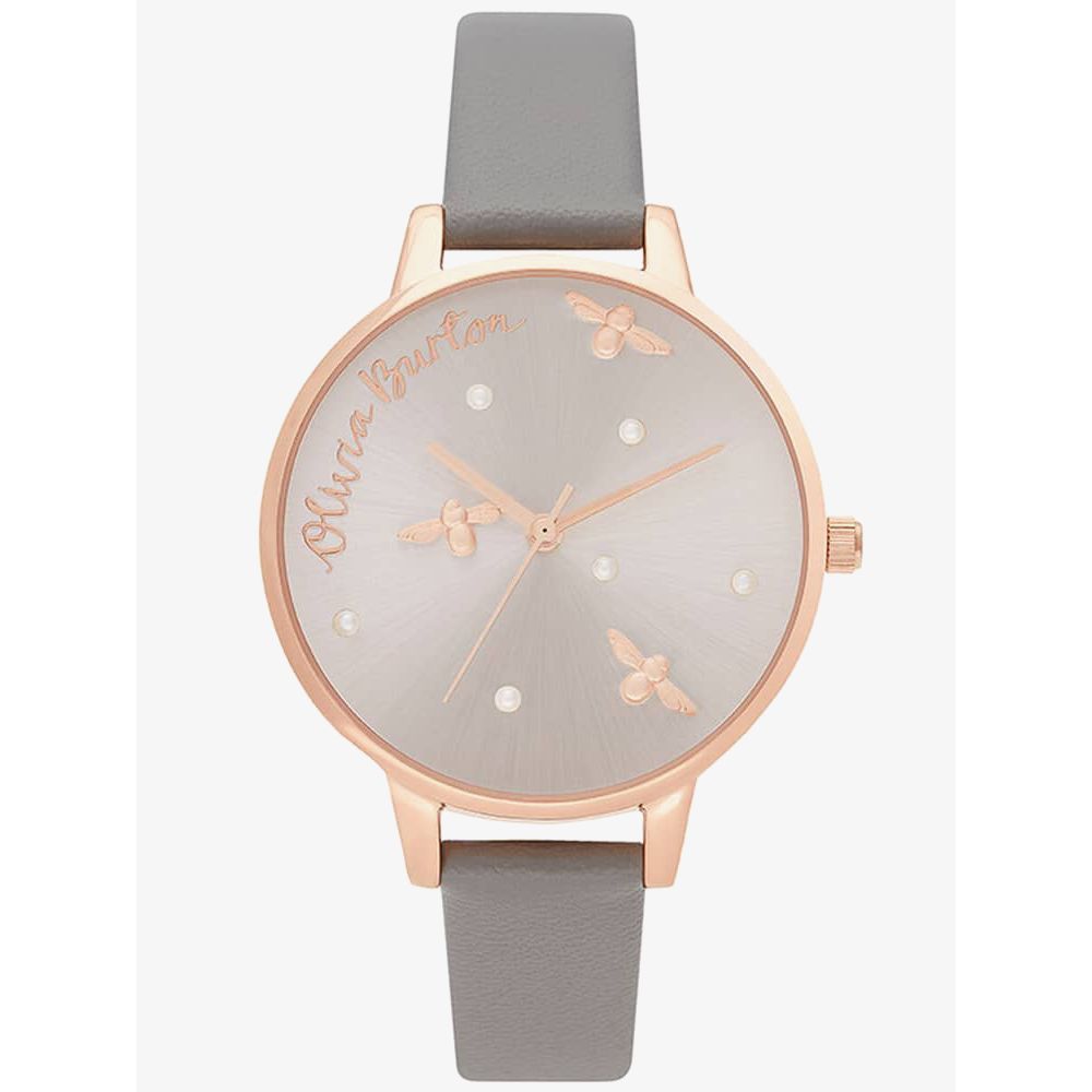 Olivia Burton Gray Artificial Leather Dress Watch
