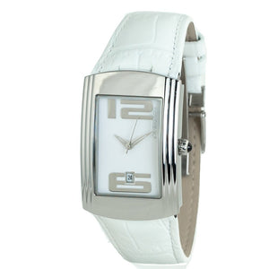 Chronotech White Leather Dress Watch