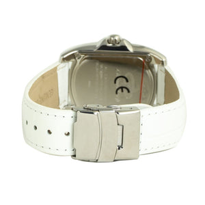 Chronotech White Leather Dress Watch