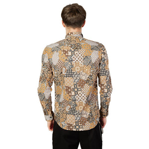 Gianni Lupo Beige Cotton Pattern Shirt
