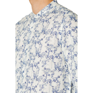 Gianni Lupo Blue Linen Pattern Shirt