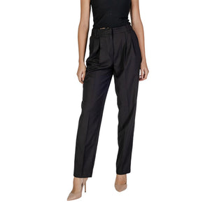 Vila Clothes Black Polyester Casual Pants