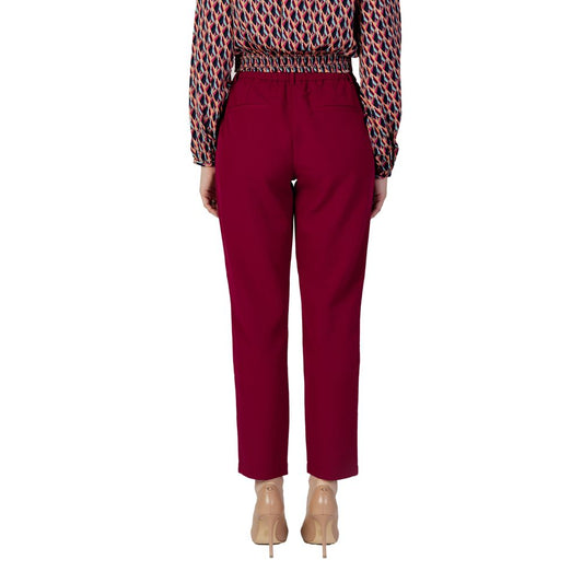Vila Clothes Bordeaux Polyester Casual Pants