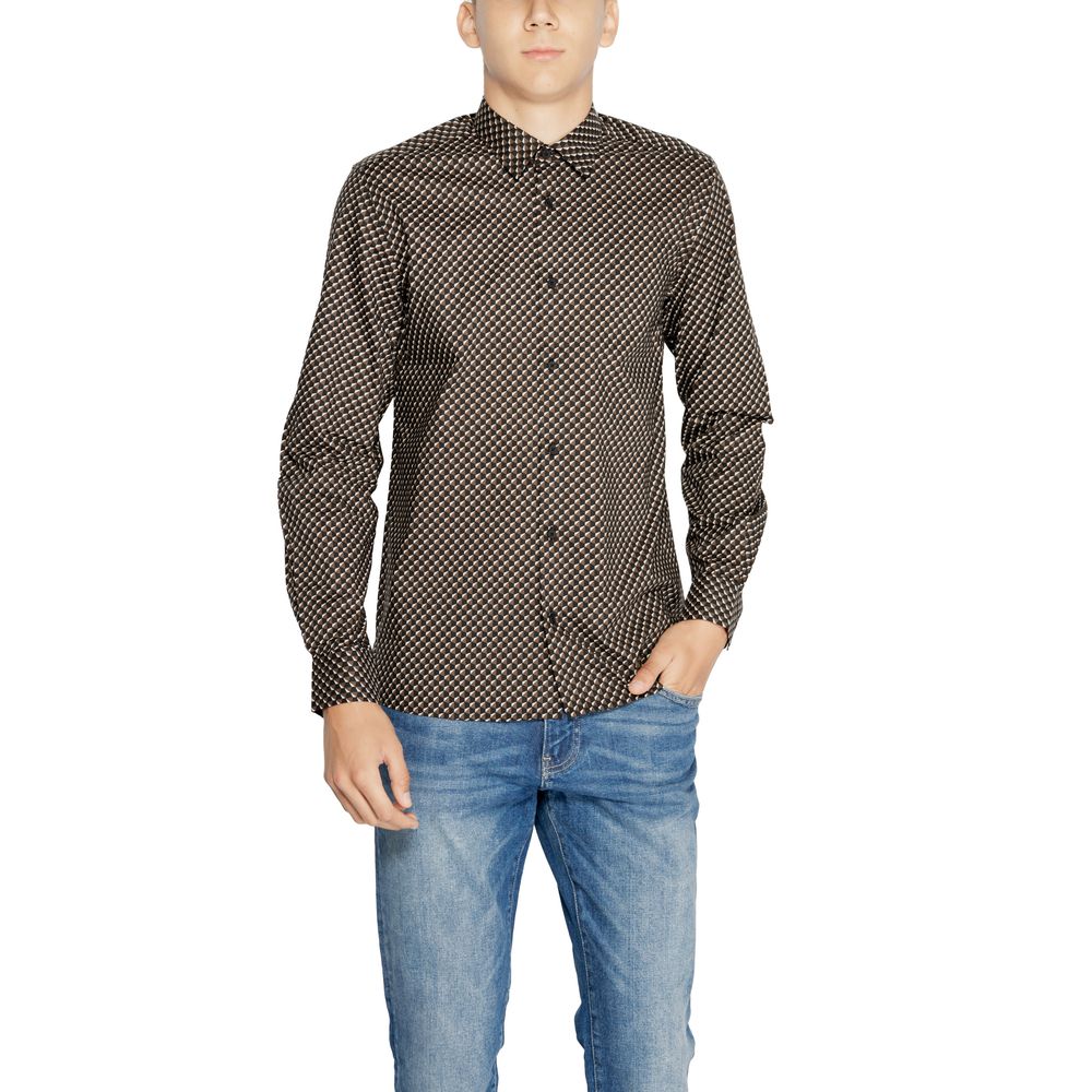 Antony Morato Brown Cotton Pattern Shirt