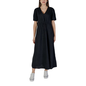 B.Young Black Linen Long Dress
