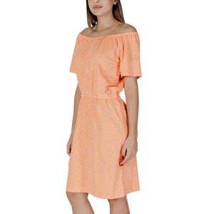 B.Young Orange Cotton Short Dress