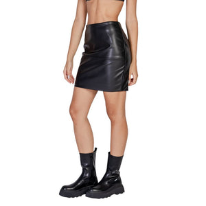 ICHI Black Polyethylene Mini Skirt
