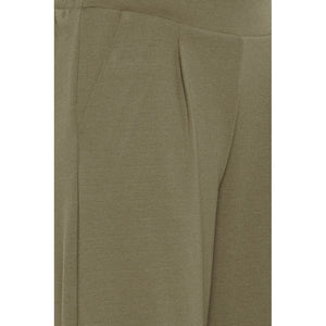 ICHI Green Recycled Polyester Flared Pants