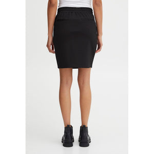 ICHI Black Polyester Mini Skirt