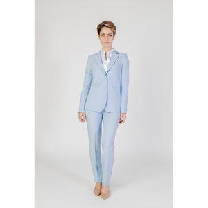 Sandro Ferrone Blue Polyester Dress Pants