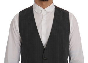 Dolce & Gabbana Gray STAFF Cotton Striped Vest