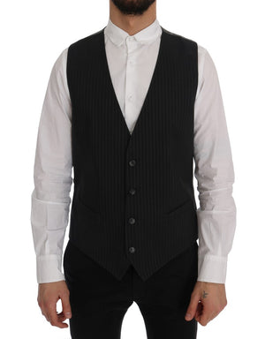 Dolce & Gabbana Gray STAFF Cotton Striped Vest