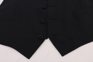 Dolce & Gabbana Black STAFF Wool Striped Vest