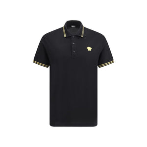 Versace Black Cotton Polo Shirt