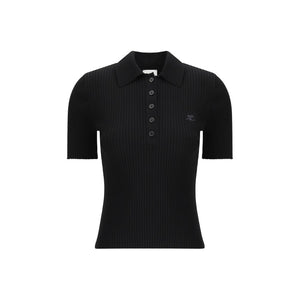 Courrèges Black Viscose Polo Shirt