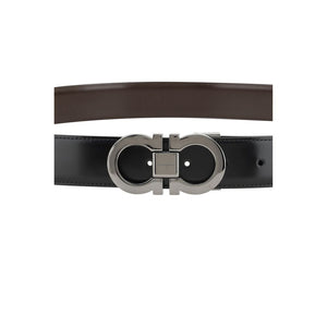 Ferragamo Black Calf Leather Bos Taurus Regular Belt