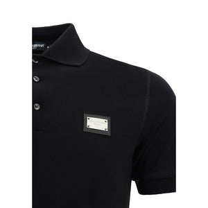 Dolce & Gabbana Black Cotton Polo Shirt