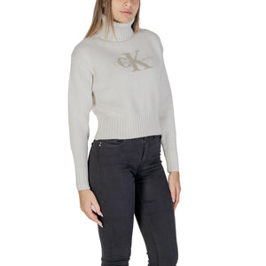 Calvin Klein Jeans Cream Cotton Turtleneck