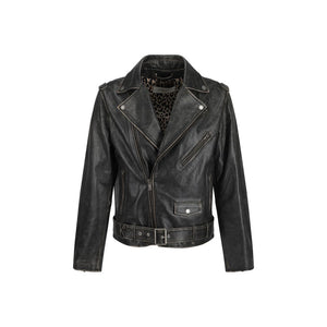 Golden Goose Brown Calf Leather Bos Taurus Biker Jacket