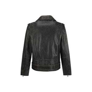 Golden Goose Brown Calf Leather Bos Taurus Biker Jacket