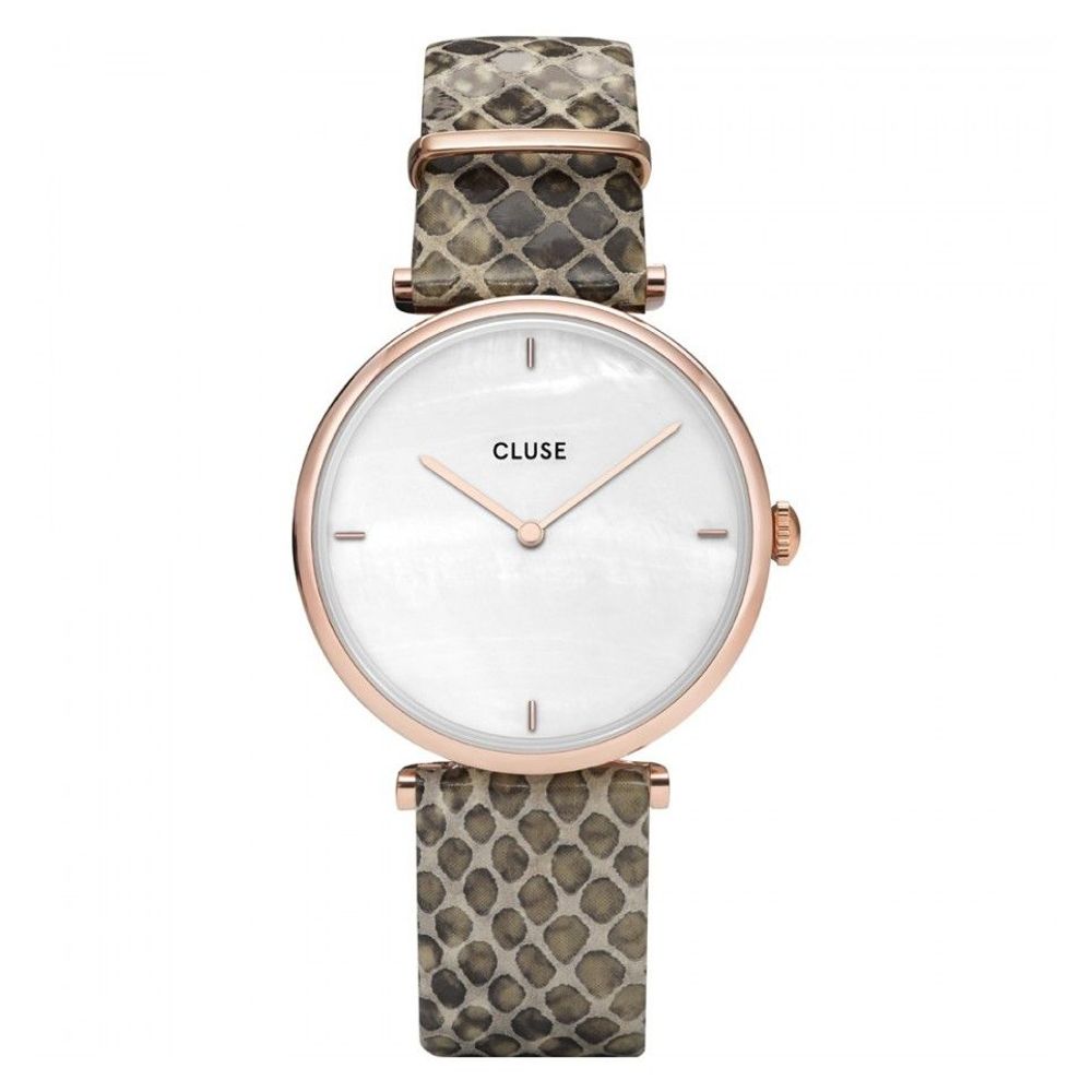 Cluse Beige Leather Dress Watch