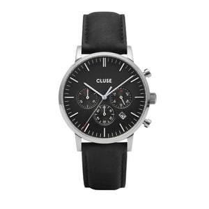 Cluse Black Leather Dress Watch