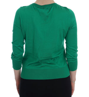 Dolce & Gabbana Green Silk Crystal Banana Sweater
