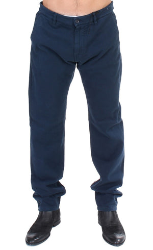 GF Ferre Blue Stretch Straight Fit Pants Chinos