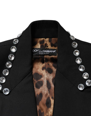 Dolce & Gabbana Black Crystal Double Breasted Blazer Jacket