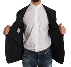 Dolce & Gabbana Gray Striped Wool Jacket Coat Slim Blazer