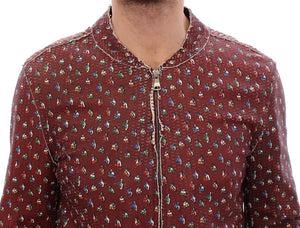Dolce & Gabbana Bordeaux Leather Boxer Print Jacket Coat