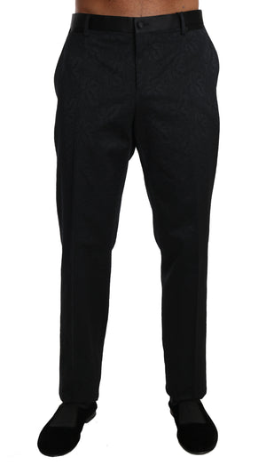 Dolce & Gabbana Black Cotton Brocade Formal Trousers Pants