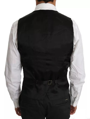 Dolce & Gabbana Black Wool Logo Waistcoat Vest