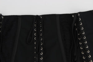 Dolce & Gabbana Black Stretch Corset Waist Strap Belt