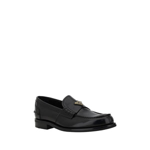 Prada Black Calf Leather Bos Taurus Slip-On Loafers