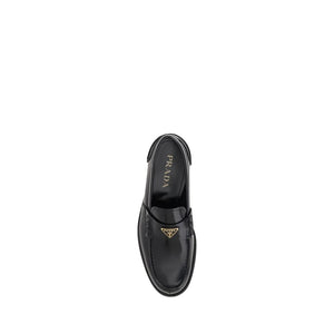 Prada Black Calf Leather Bos Taurus Slip-On Loafers