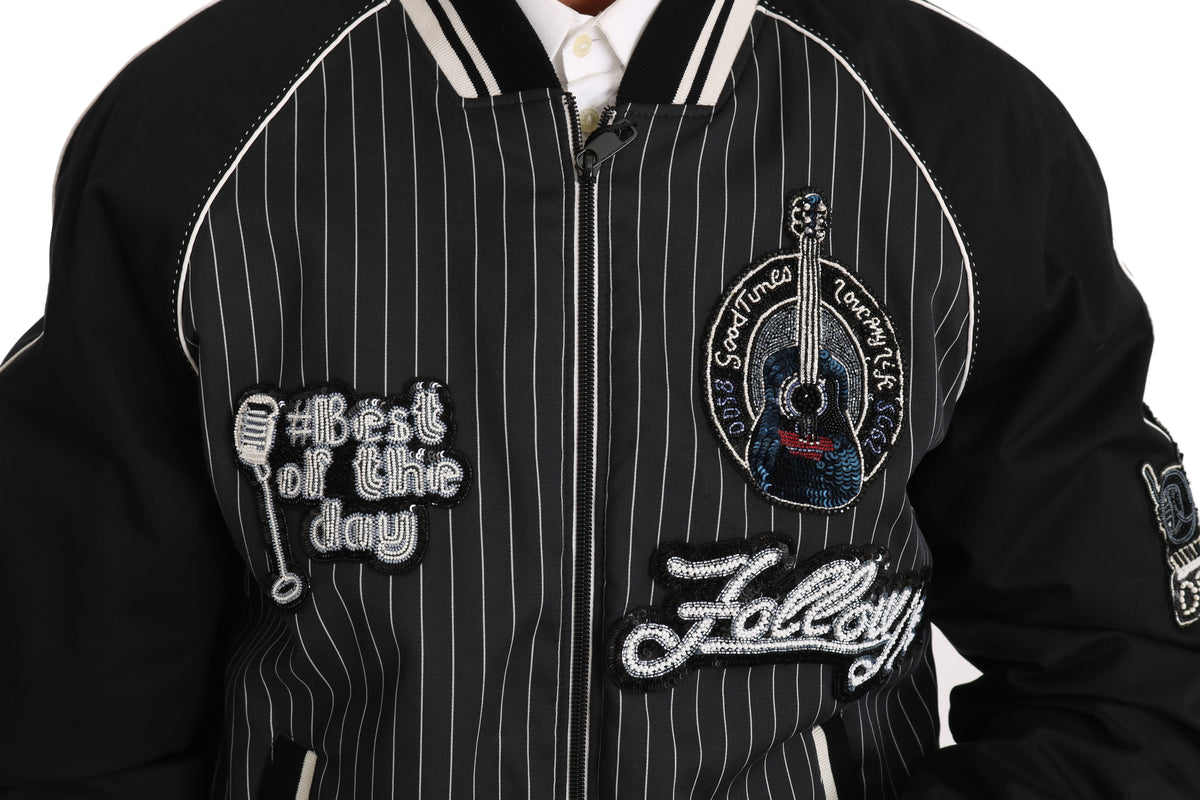 Dolce & Gabbana Black DD58 SG62 Sequined Beaded Jacket