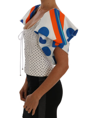 Dolce & Gabbana White Polka Silk Corset Bustier Top