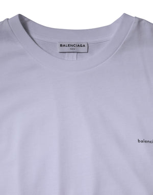 Balenciaga White Logo Cotton Crew Neck Short Sleeves T-shirt