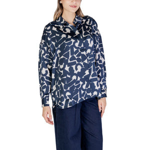 ICHI Blue Polyester Blouse