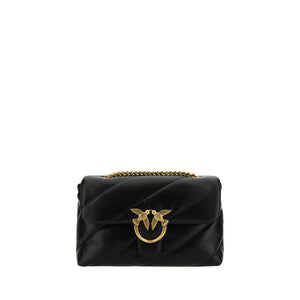 PINKO Black Calf Leather Bos Taurus Shoulder Bag