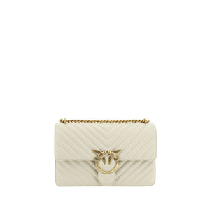 PINKO White Calf Leather Bos Taurus Shoulder Bag